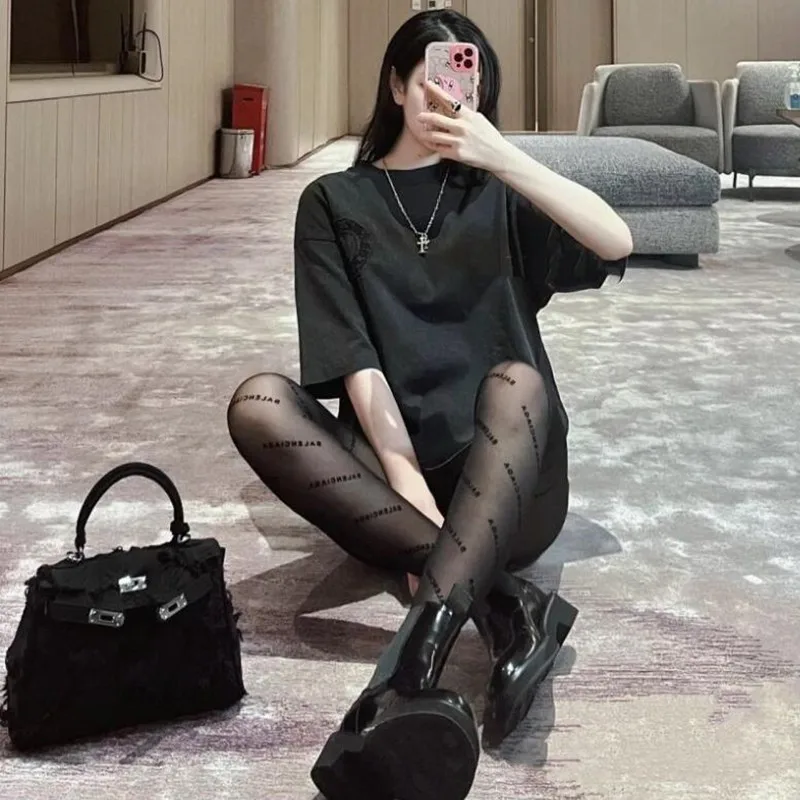 2022 new hot brand stockings letter black pantyhose thin style with sexy black tights with skull print women erotic pantyhose free global shipping