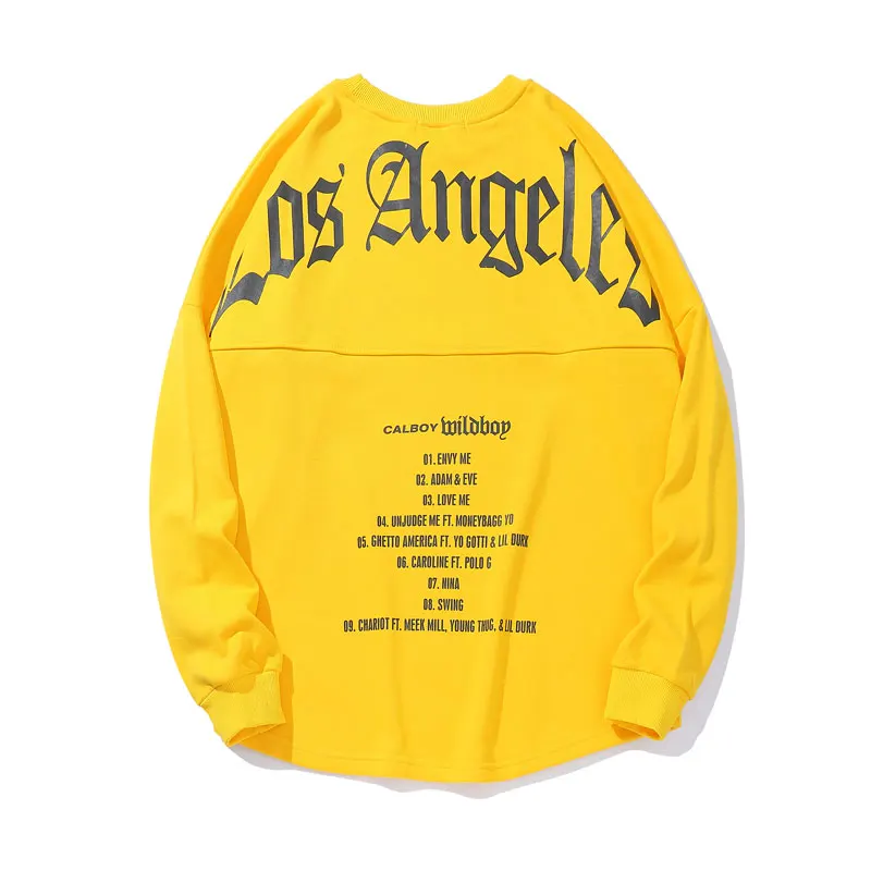 Yellow GONTHWID пуловер с принтом в стиле «Los Angeles» негабаритных толстовок с капюшоном уличная Мужская мода хип-хоп Повседневная Свободная Толстовка Топы - Цвет: Yellow