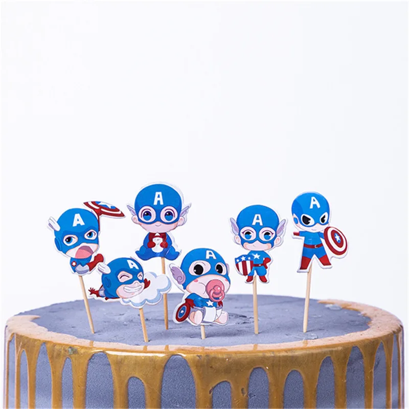 Toppers-164-1set 1 компл. Мультфильм Мститель игрушка история замороженные дети партии кекс Picks выбор Дети День рождения Минни украшения семья вечерние поставки - Цвет: Toppers-164-1set