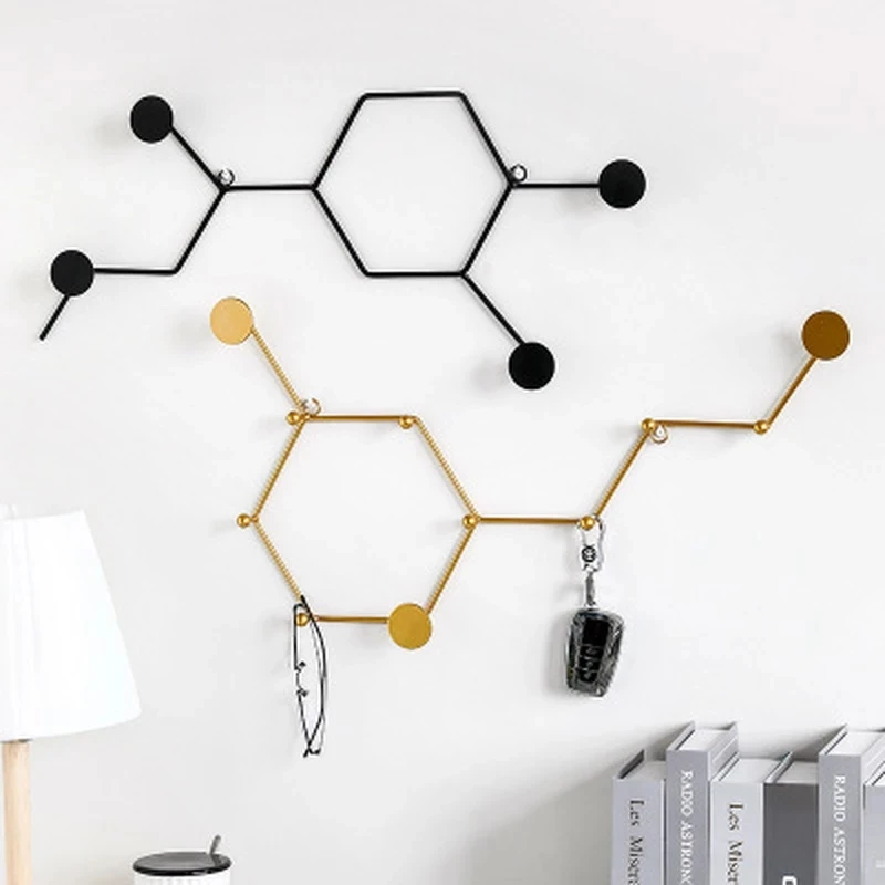 

Iron Gold Clothes Hat Hook Decorative Key Holder Wall Metal Coat Hanger Home Kitchen Rack Door Entrance Wall Hanging Organizer