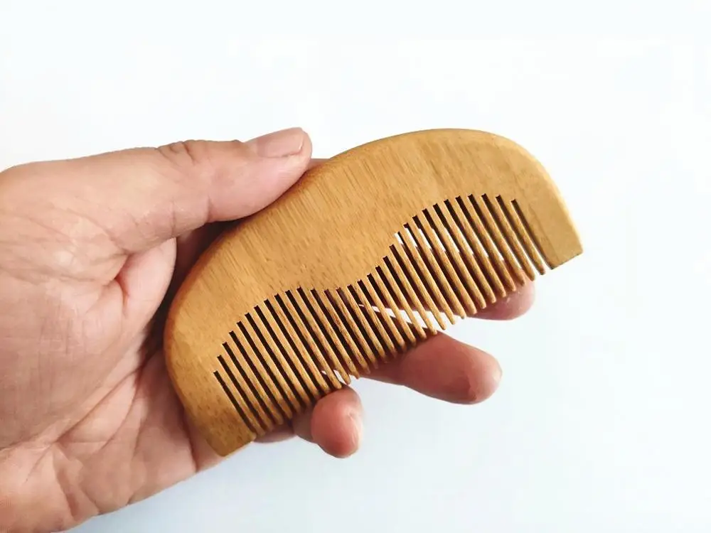 1PCS New Style Bamboo Wood Pocket Beard Comb Black Small Peach Hair Brush Make Up Tool For Men | Уход за волосами и укладка