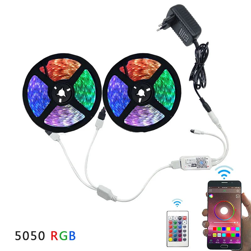 Светодиодная лента водонепроницаемая цветная 12 В пост. тока 5/10/15 м + Wi Fi