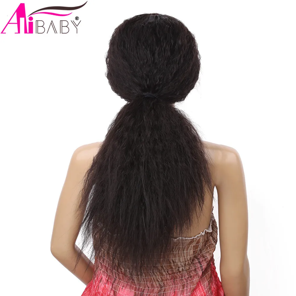 24 дюйма курчавые прямые Yaki 150% плотность бразильские синтетические кружевные