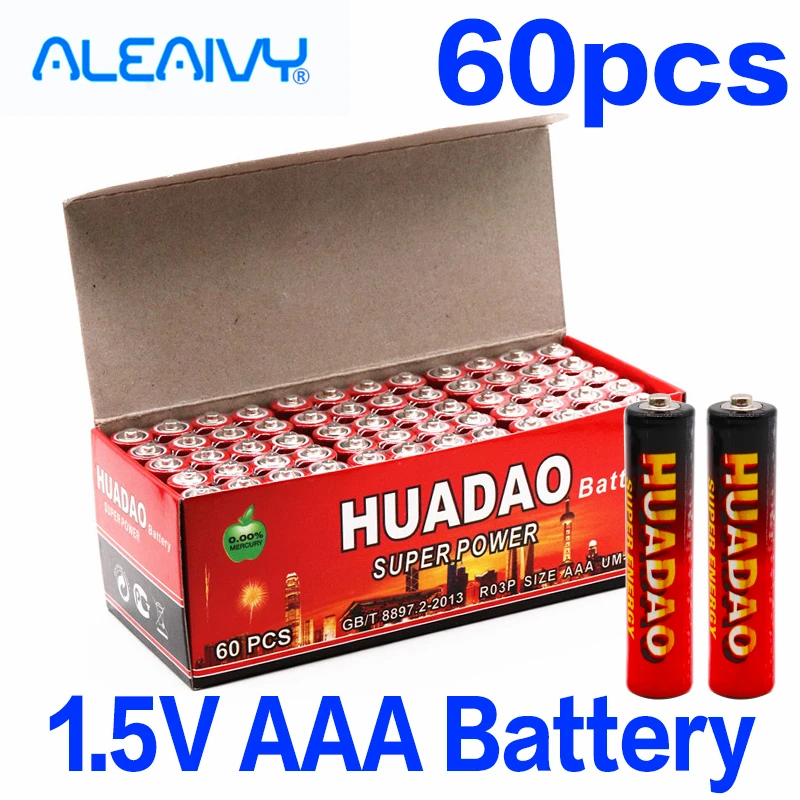 Aleaivy 60 шт. Аптечная батарея 1 5 в AAA карбоновые сваи UM4 сильная взрывобезопасная |