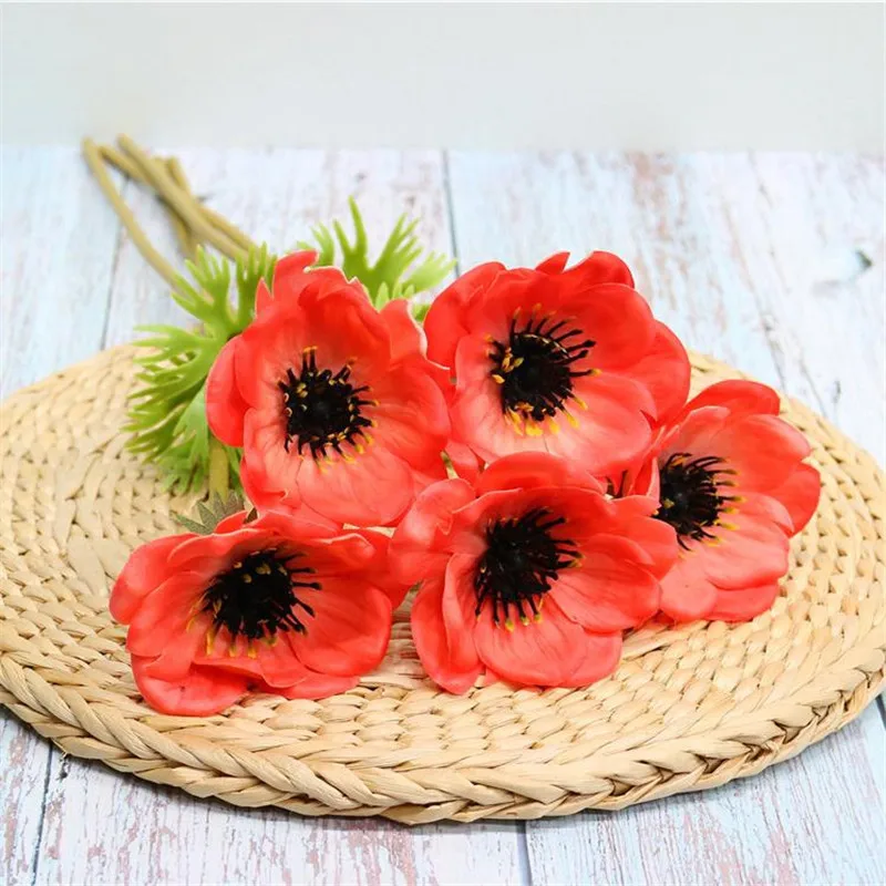 20 шт. реальные прикосновения одиночный ствол Anemone 16 54 "Длина имитация кукурузы