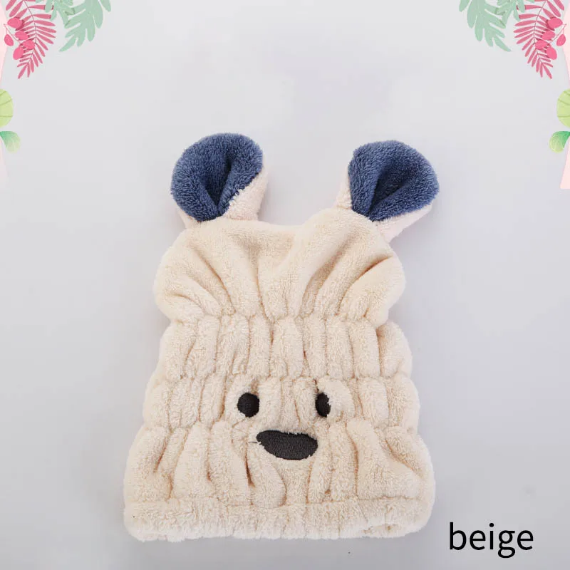 beige Шапочка для душа с героями мультфильмов тюрбан для волос гигроскопичность и воздухопроницаемость микрофибра тюрбан для волос обернутое полотенце шапка полотенце сухая шапка для волос - Цвет: beige