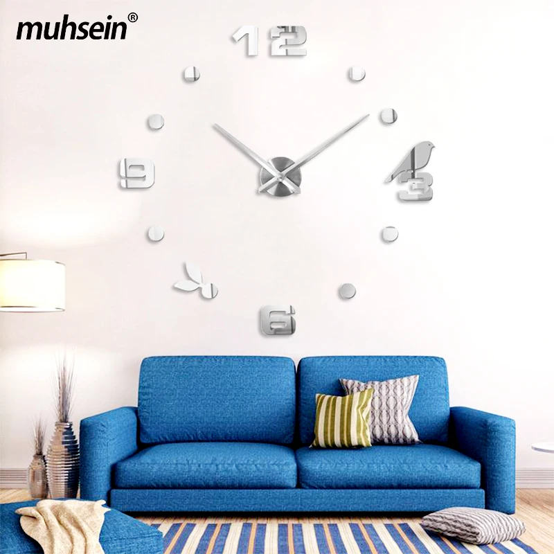 

Muhsein 2023 New Clocks Wall Home Decor Modern DIY Black Silver Gold Bird Watch Creative Quartz Clocks Decorate Livingroom