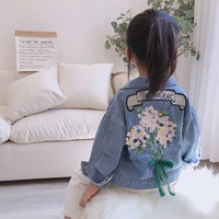 2 7t floral denim jackets for girls toddler kid baby girl spring clothes long sleeve cute sweet back flower print coat outwear