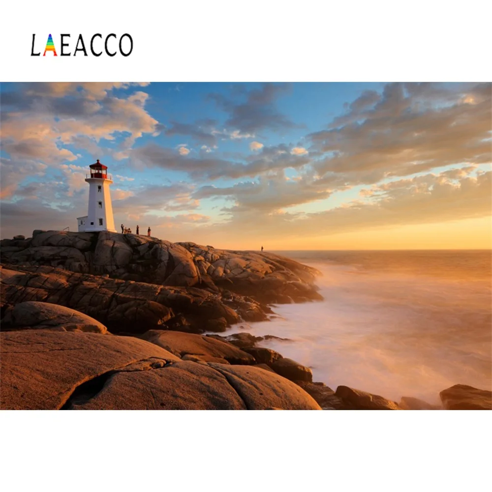 

Фоны Laeacco для фотосъемки с облачным небом, морем, пляжем, башней, индивидуальные фотографические фоны для фотостудии