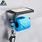 Набор аксессуаров для ванной, алюминиевый античный держатель для туалетной бумаги черного цвета с полкой и креплением на стену, для Мобильный телефон