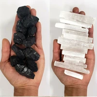 250g natural black tourmaline and selenite sticks bulk combo bulk crystals rough stones mineral