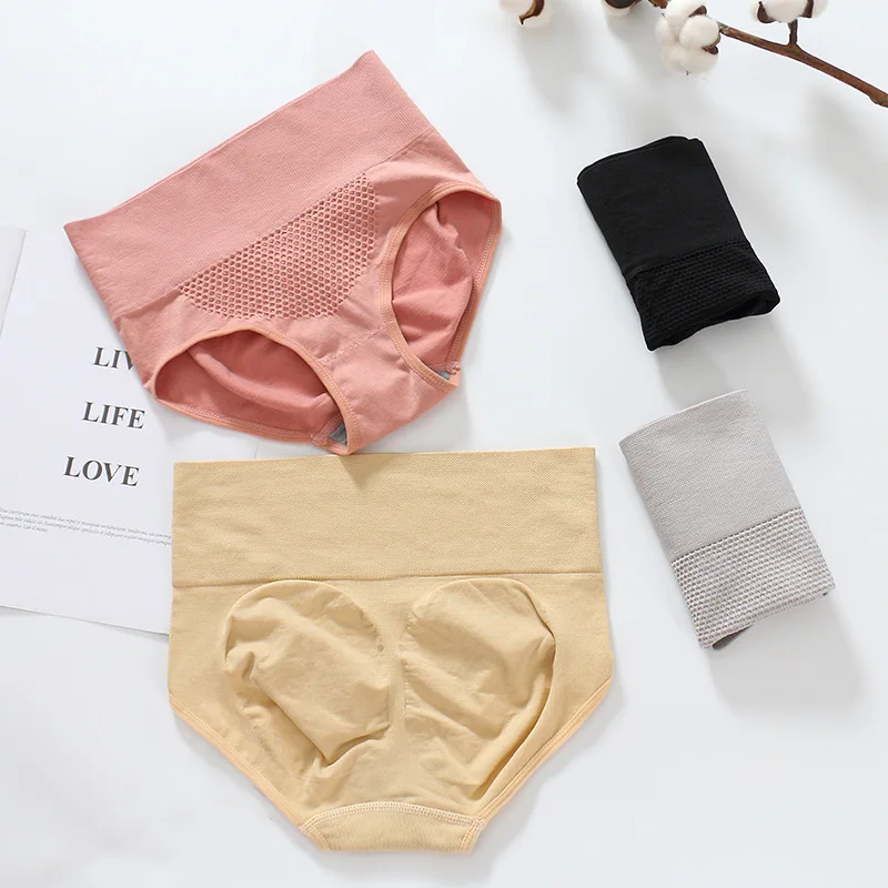 Женские трикотажные плавки из чистого хлопка с высокой талией поддерживающие