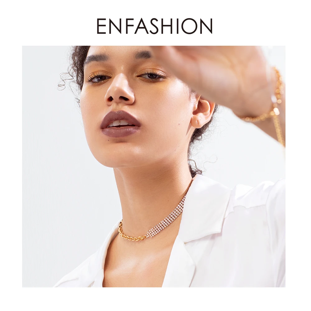 Женское колье чокер ENFASHION золотистого цвета ювелирное изделие P203065|Цепочки| |