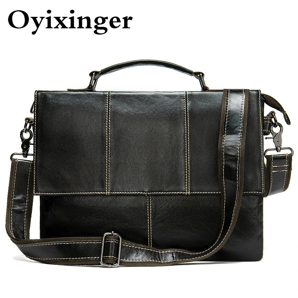 

OYIXINGER мужской кожаный портфель для ноутбука Мужской винтажный кросс-боди чехол из натуральной кожи сумки для ноутбука 12 дюймов Macbook Air Hp