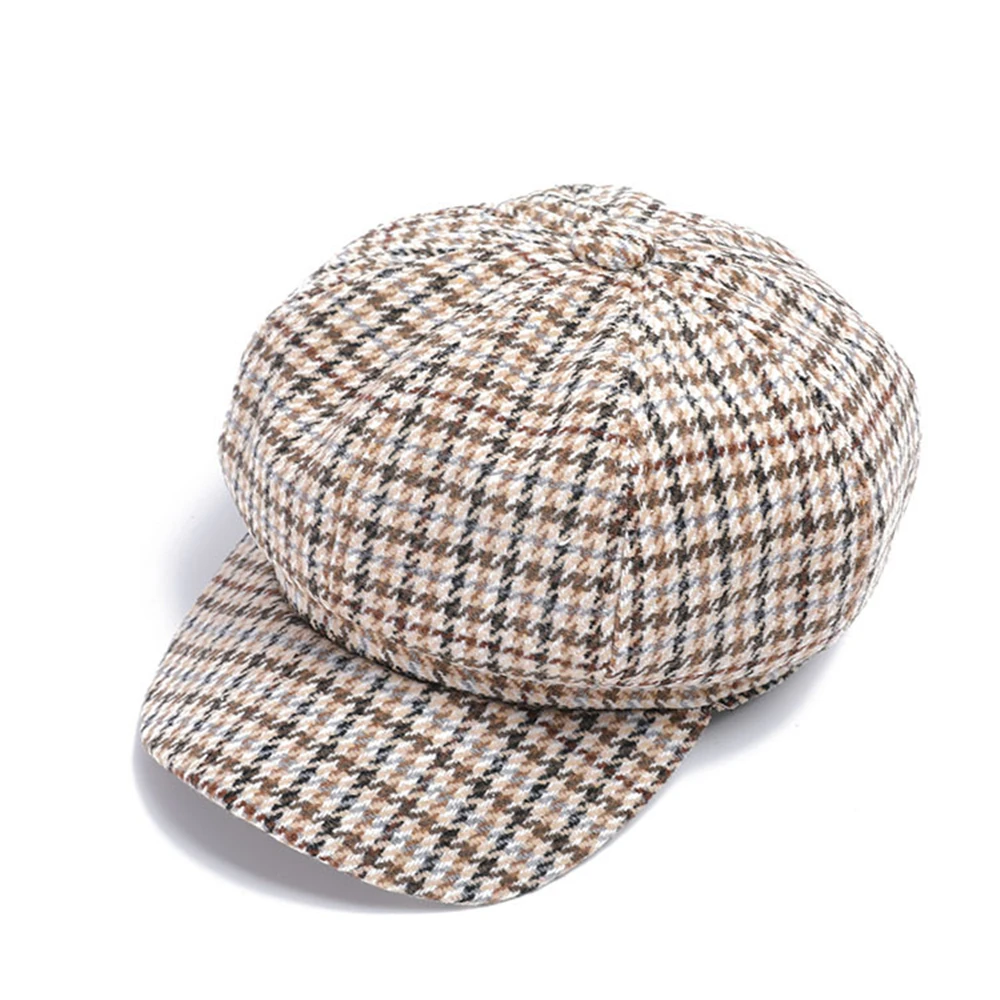 Женская Шерстяная кепка SHOWERSMILE Newsboy темно-синяя клетчатая твидовая Кепка Gabby Baker
