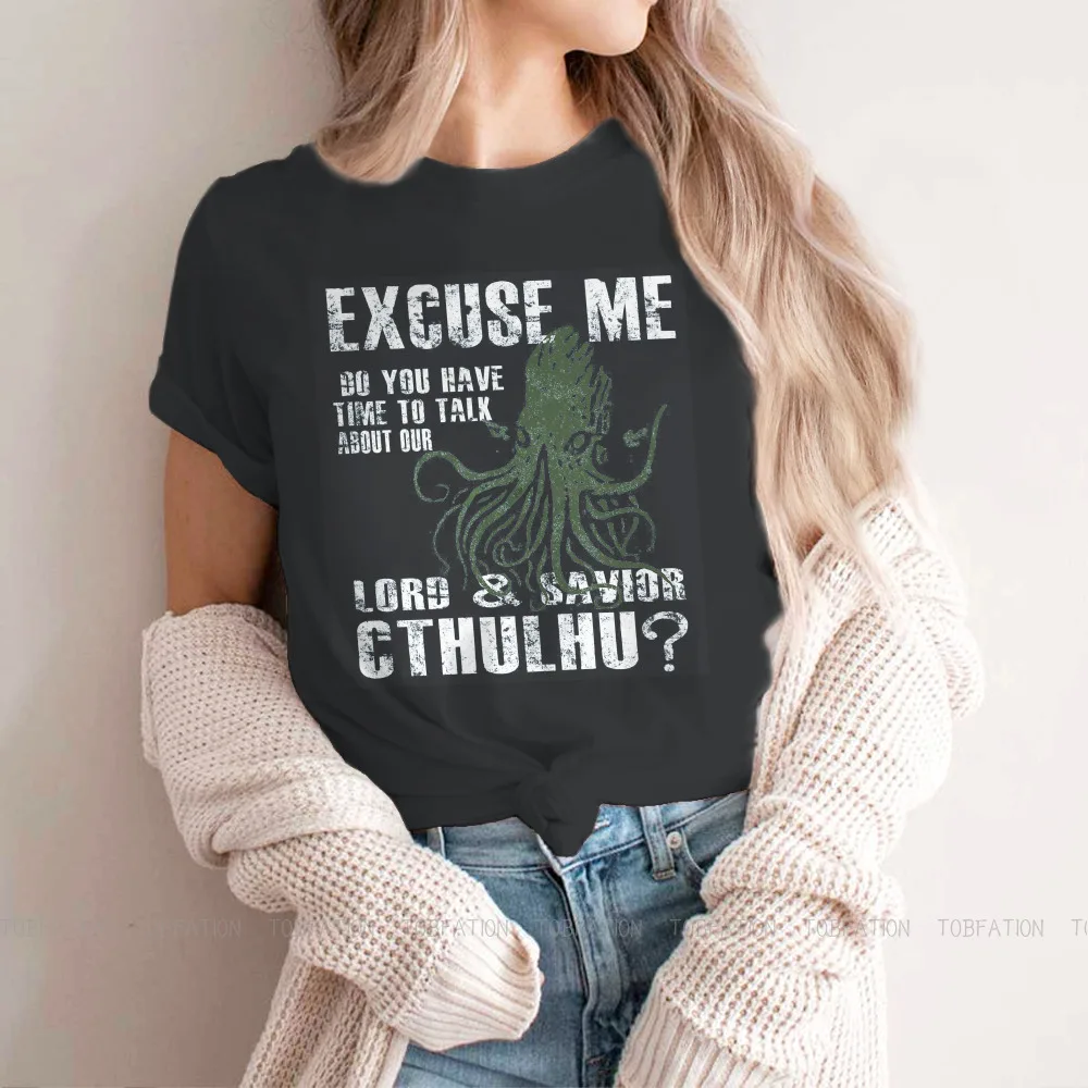

Веселые модные футболки Cthulhu Girl 5XL Харадзюку тканевые Топы Футболка с круглым вырезом оверсайз