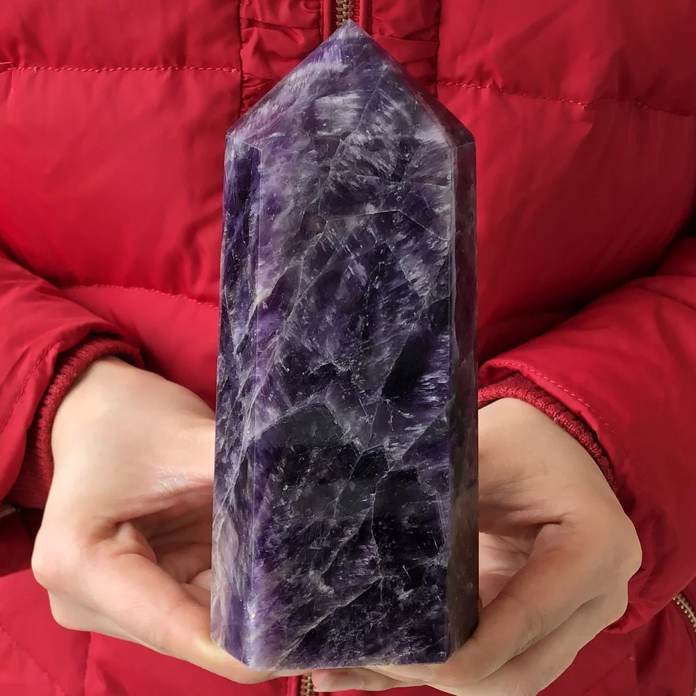 

Natural dream amethyst quartz crystal obelisk wand point healing 1pc