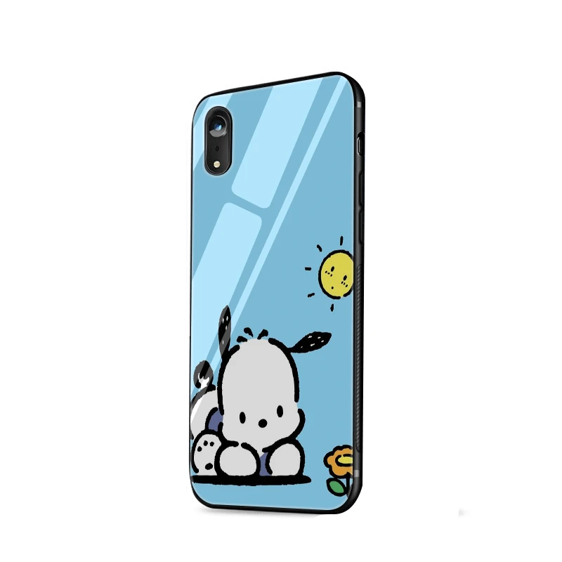 Mobile Phone Case Glass For iPhone Apple XR X XS Max 5 5s SE 6 6S 7 8 Plus Cover Sanrio Pochacco Shell |