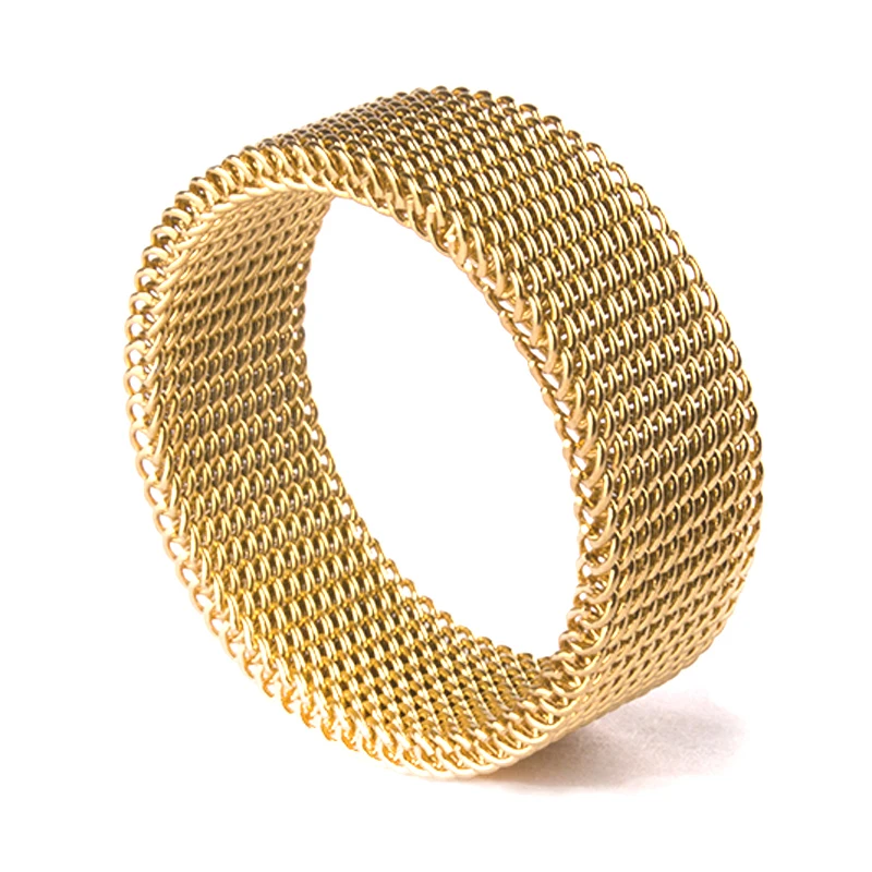 2 шт./компл. 8 мм ширина Высокое качество модные кольца из нержавеющей стали сетка