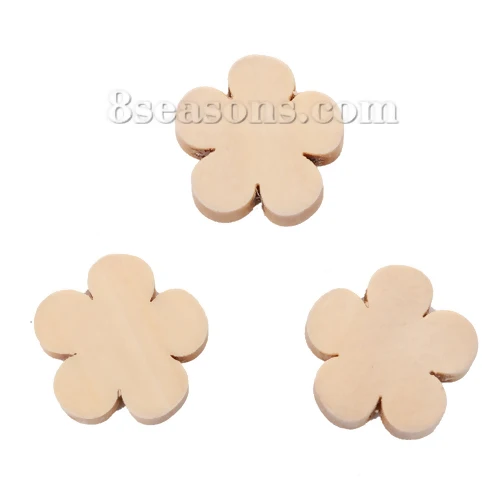 

50PCS 20*20mm Natural Wooden Spacer Beads Flower Shape Charms Loose Wood Spacer Beads For Jewelry Making DIY Bracelet Necklace