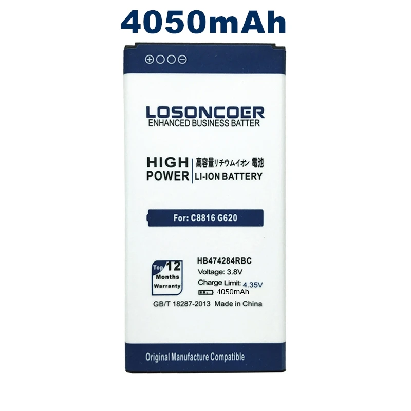 LOSONCOER HB474284RBC батарея 4050 ма-ч для huawei Honor 3C Lite C8816D C8816 G521 G615 G601 G620 Y635 Y523 Y625-U32 Y625 Y625-U51