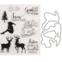 christmas sparkle snow kisses transparent stamp and dies knife mold set for scrapbook photo album embossed greeting card paper