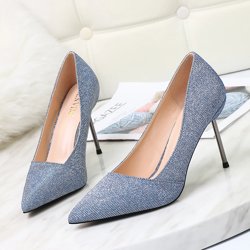 Туфли-лодочки женские на высоком каблуке 9 см пикантная Свадебная обувь