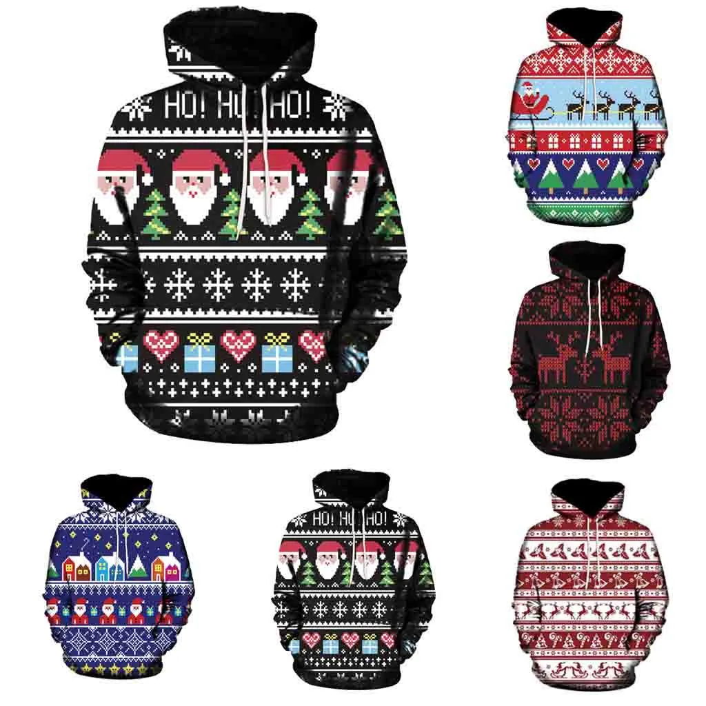 Толстовка Женская зимняя Плюс Размер Свободный модный режим 3D принт с длинным