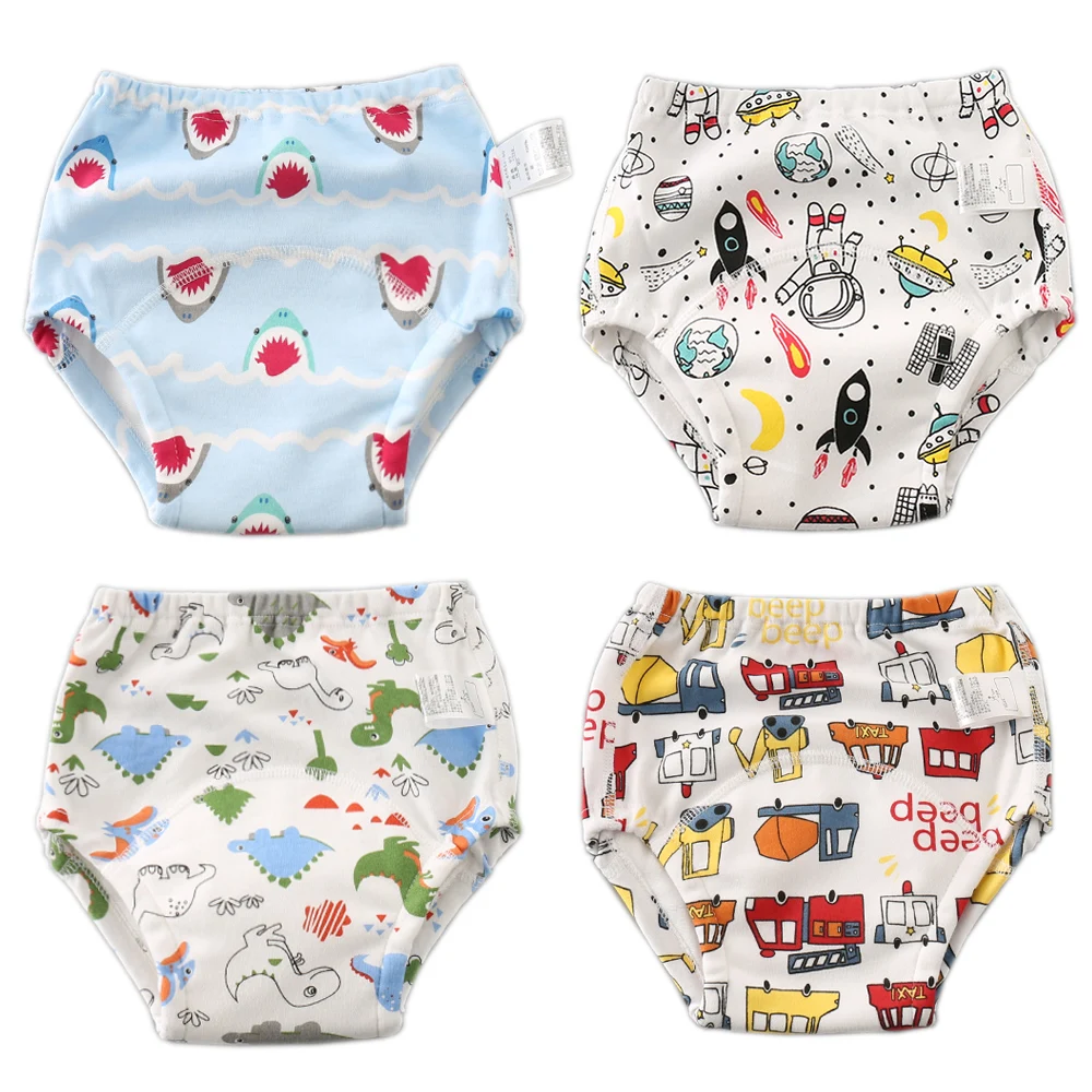 6 слойные хлопковые Многоразовые Детские тренировочные штаны для горшка рисунок