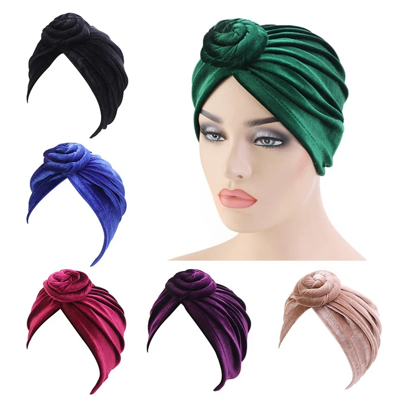 

Donut Turban Caps for Women Chemo Hat Islamic Cotton Headscarf Hat Female Headband Turbans Muslim Cap Chemotherapy Cap