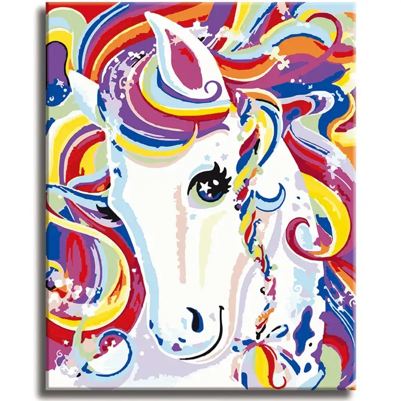 

My Little Pony Paint by Numbers Colorful Oil Painting Abstract 16x20 Framed DIY Paint by Numbers Kit for Adults Beginners