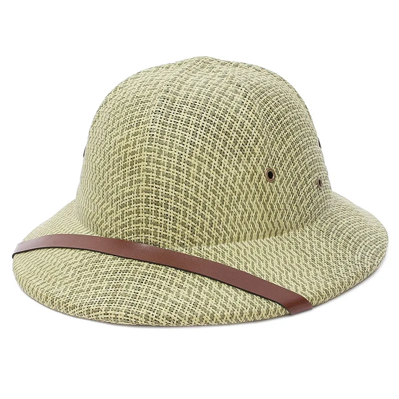 

Fashion War Army Hat Women Men British Explorer Straw Helmet Summer Boater Bucket Sun Hat Unisex Jungle Miners Cap