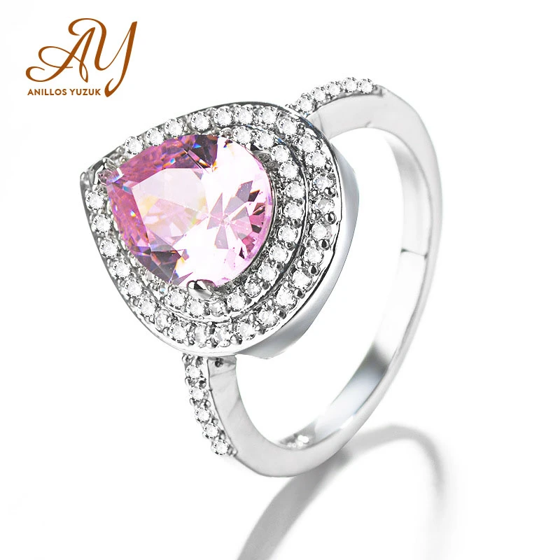 Женское кольцо с цирконием Anillos Yuzuk розовое зеленое красное ювелирное изделие