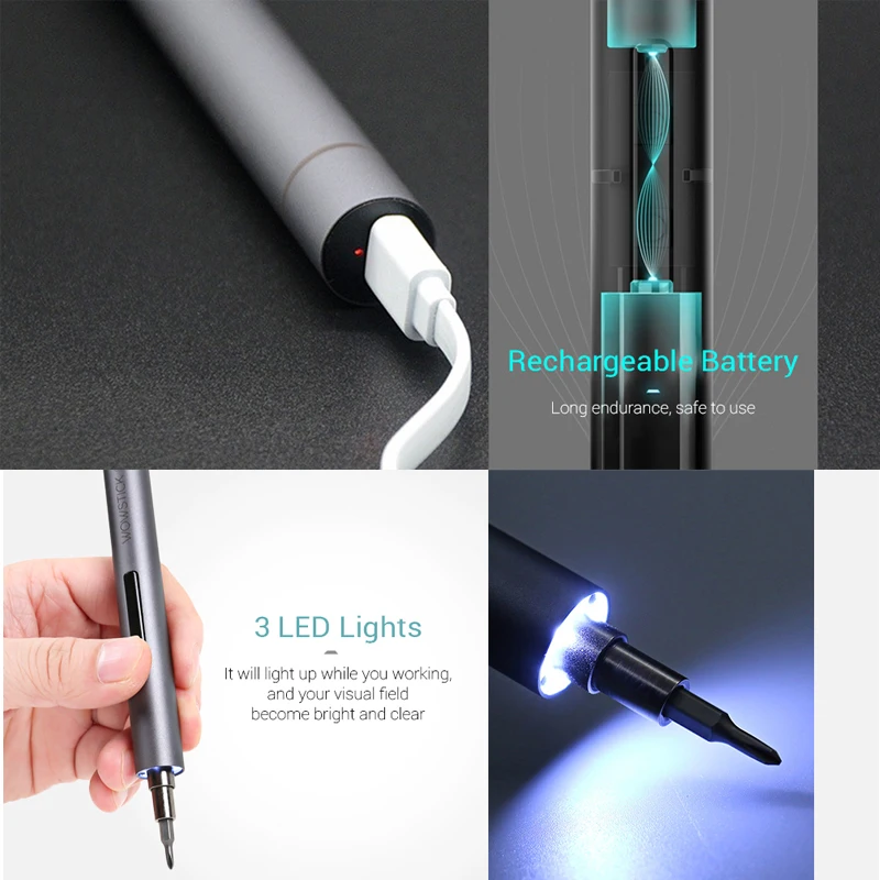 Xiaomi Wowstick 1F+ 1F Pro Mini Electric Screw Driver Set Bits Toolkit Alloy Body LED Light for Phone Laptop Digital Products |