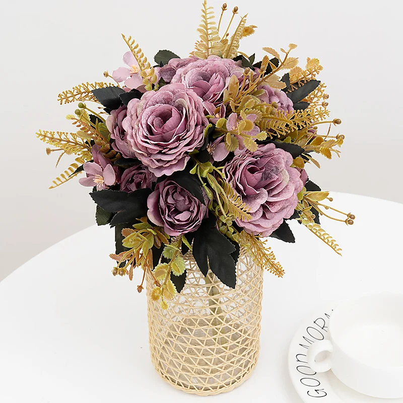 Ретро Искусственные цветы сделай сам Осеннее свадебное украшение для дома