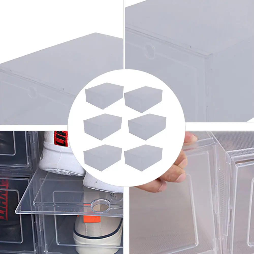 

6Pcs Simple Style Shoes Case General Home Shoes Storage Container (Transparent)