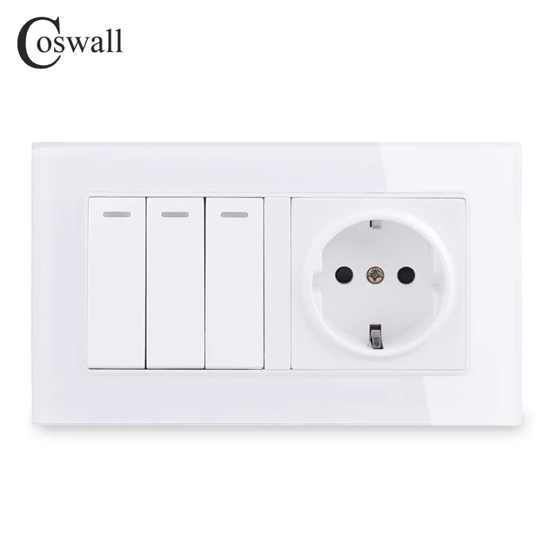 COSWALL Хрустальная стеклянная рамка настенная розетка стандарта ЕС с заземлением +