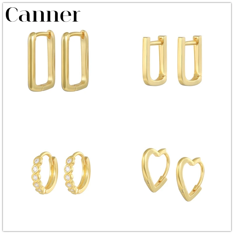

Canner Huggie Earrings for Women 100% 925 Sterling Silver Heart Love U-Shape Earrings Piercing Jewelry Pendientes Plata 925 W5