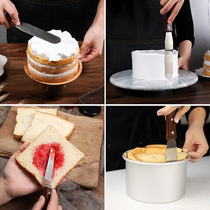 

Stainless Steel Spatula Cream Butter Scraper Batter Cake Spatula With Wood Handle Multi-size Baking Tools For Pastry