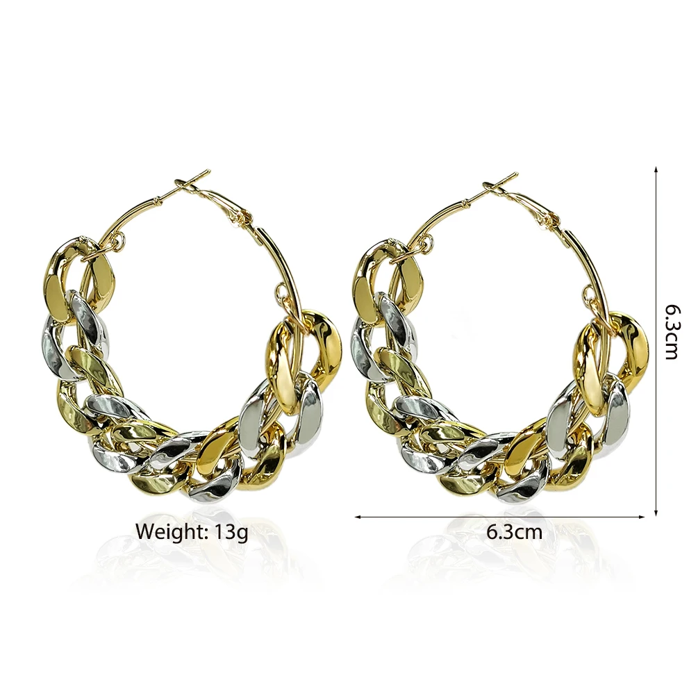 

63MM Diameter Big Circle Round Hoop Earrings for Women's Fashion Acrylic Statement Charm Chain Earrings Party Jewelry UKMOC