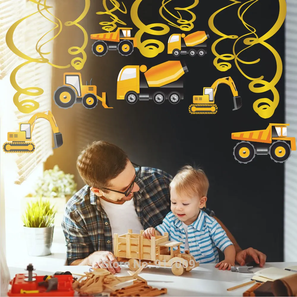 30 шт. вечерние украшения из фольги с изображением машины экскаватора Детские