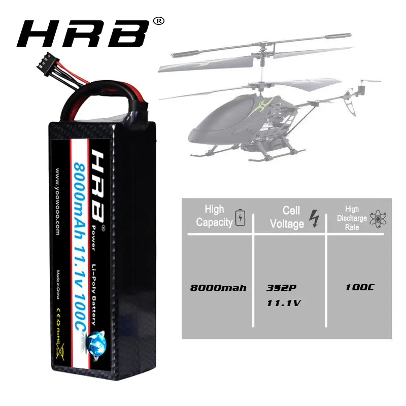 Аккумулятор HRB RC 11 1 В 8000 мАч 3S Жесткий Чехол lipo 100C с коннектором Trx Т-образной