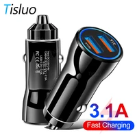 tisluo dual usb car charger qc 3 0 3 1a dual usb fast charging for iphone xs 11 pro max 6 7 8 xiaomi redmi huawei phone charger