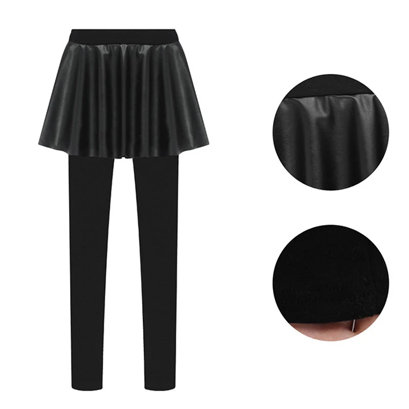 

Spring and Autumn Women's Leggings Elastic Skirt Slim Fit Slimming Faux Leather Women's Pants