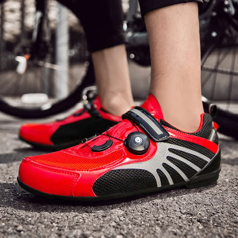

2021 Autumn Cycling MTB Shoe Men Sports Route Breathable Road Dirt Speed Flat Sneaker Racing Rotating Buckle Women Bicycle Shoes