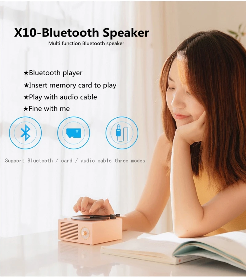 Креативный виниловый bluetooth-динамик, атомный Ретро проигрыватель, настольный беспроводной многофункциональный мини-стерео динамик