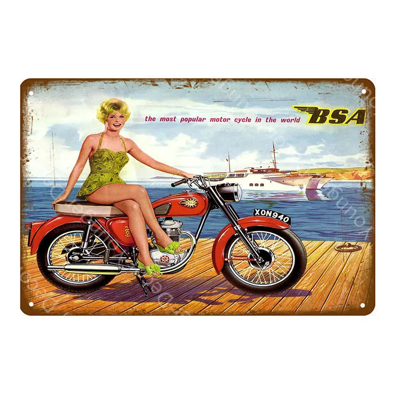 YD1664EI Британский мотоцикл BSA металлические знаки оловянный плакат Гараж; клуб паб настенные Декорации для бара мотоцикл Винтаж таблички домашний декор YI-058 - Цвет: YD1664EI