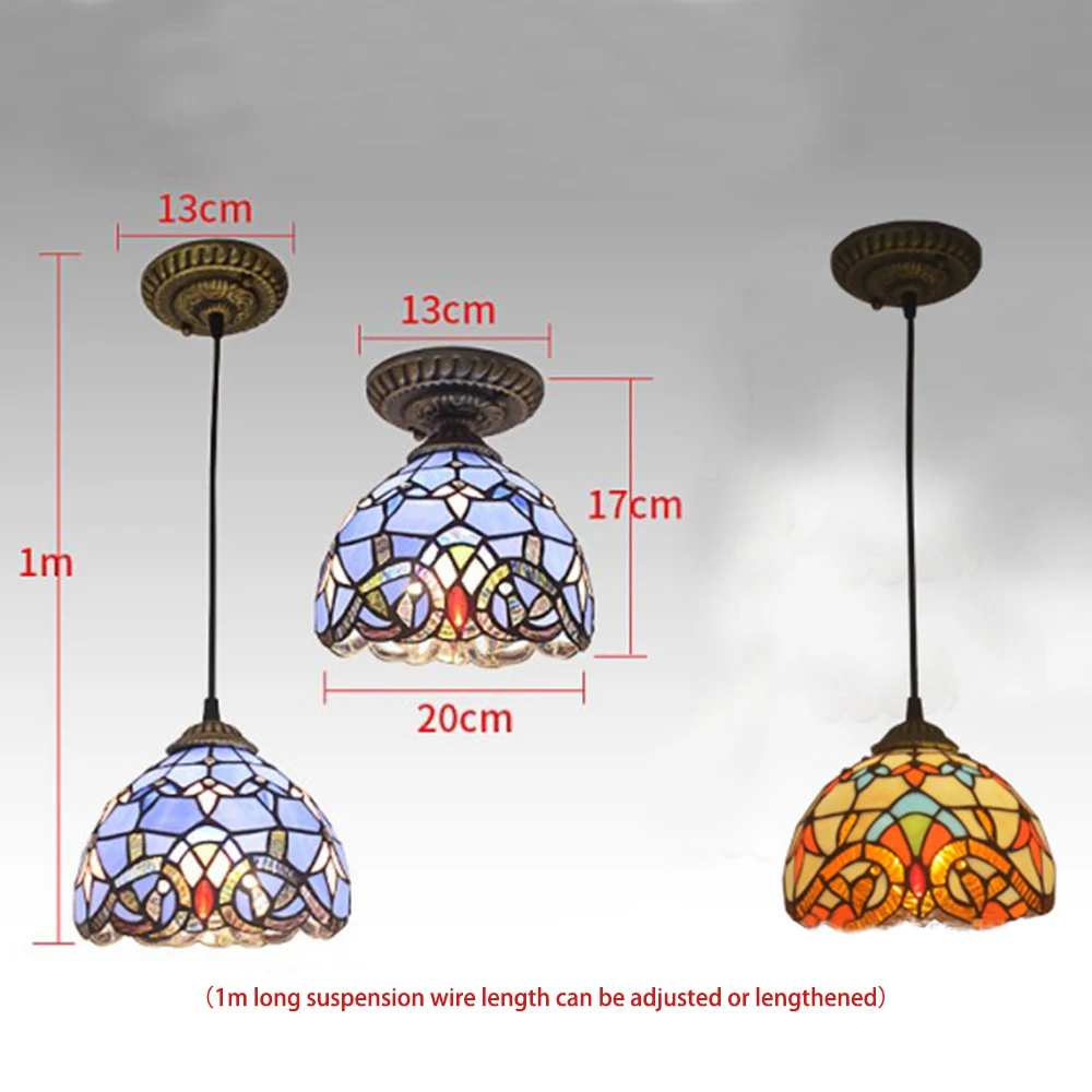 

Baroque art retro pendent lamp living room 20 cm Tiffany European hallway hallway cozy Creative light home deco lamps