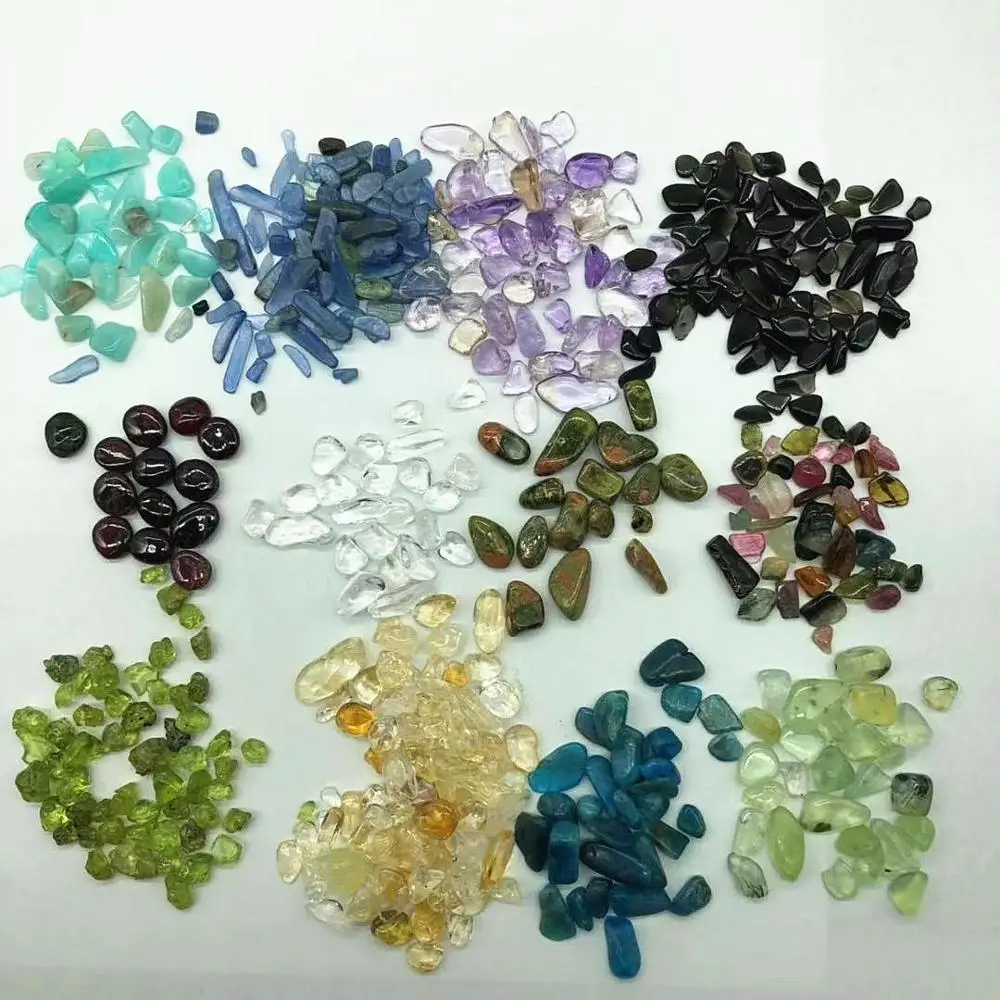 

12 different natural stone and crystal mix Irregular gem quartz gravel tumbled for wholesale