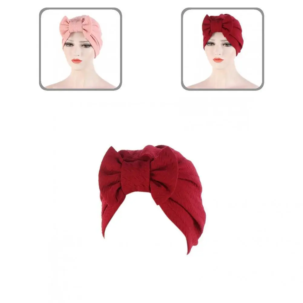 

Stylish Turban Cap Resuable Head Cover Solid Color Women Turban Cap Headscarf Cap Sleep Hat